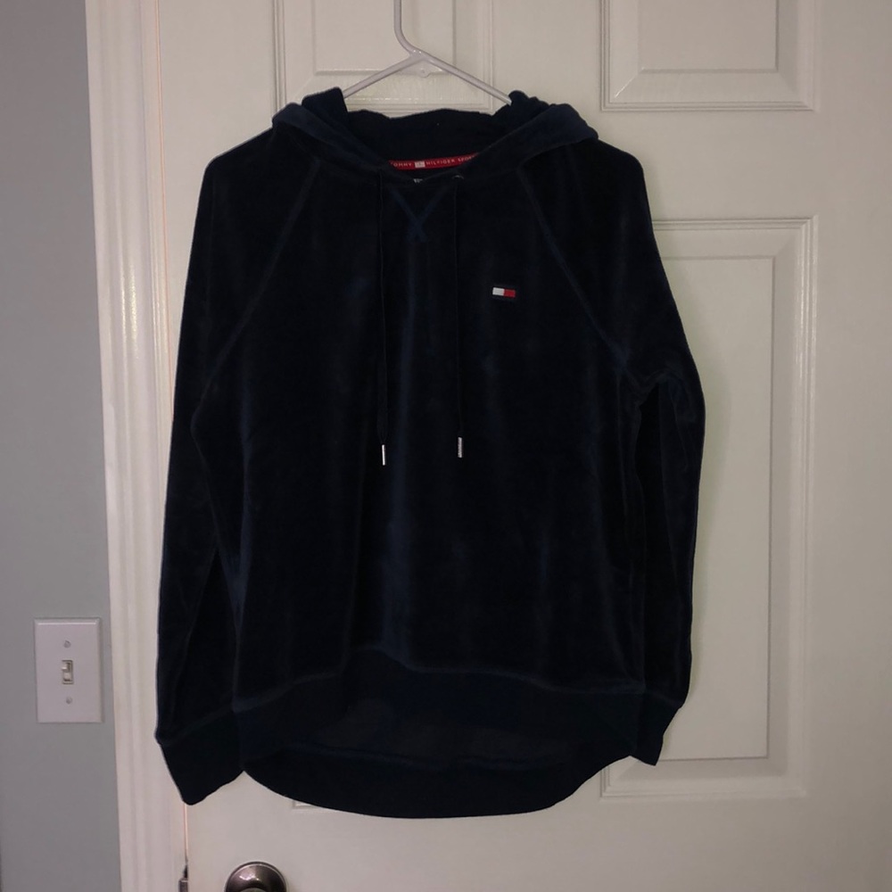 Navy Velvety Hoodie By Tommy Hilfiger